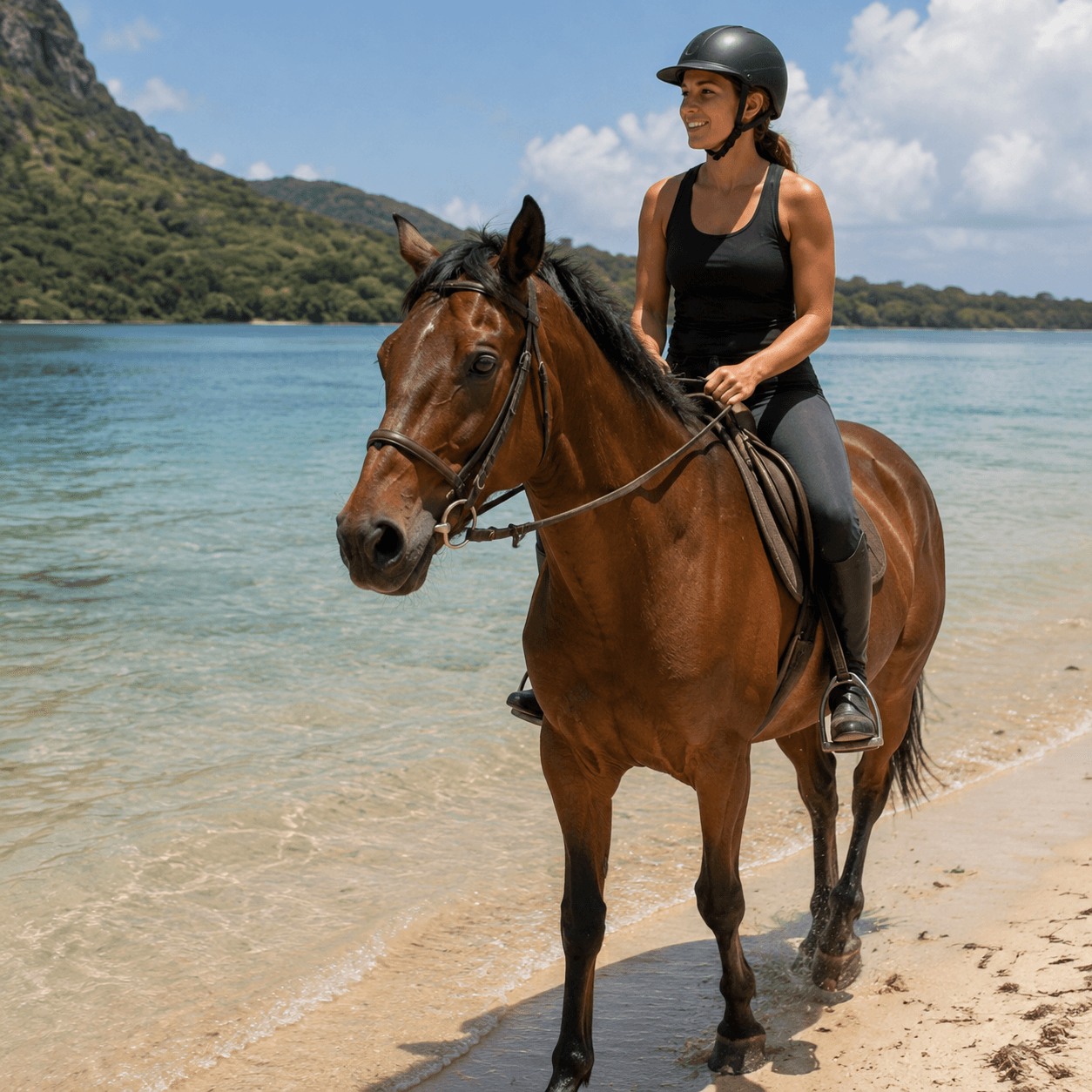 Beach horse riding at Le Morne