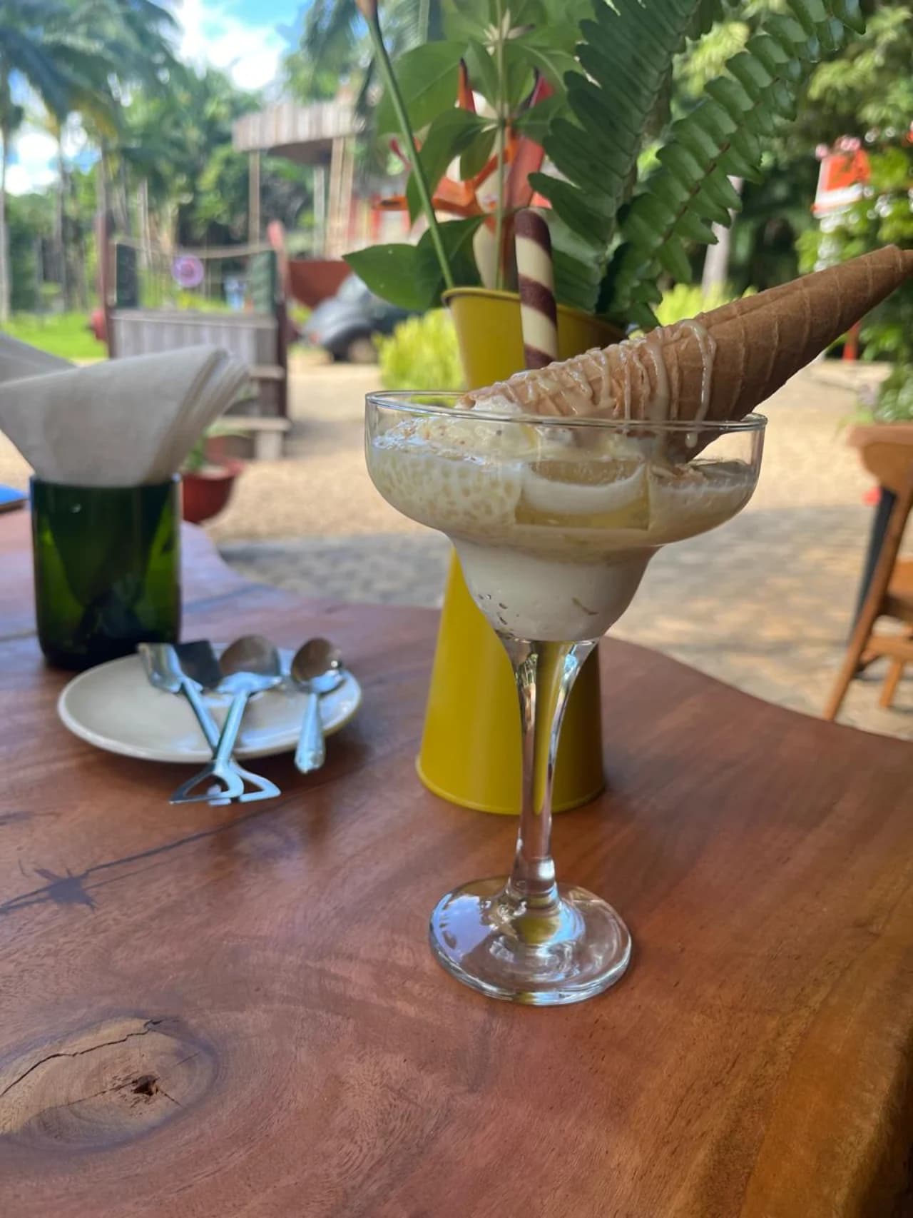 A dessert at Enbalao Restaurant beside the Curious Mauritius gardens