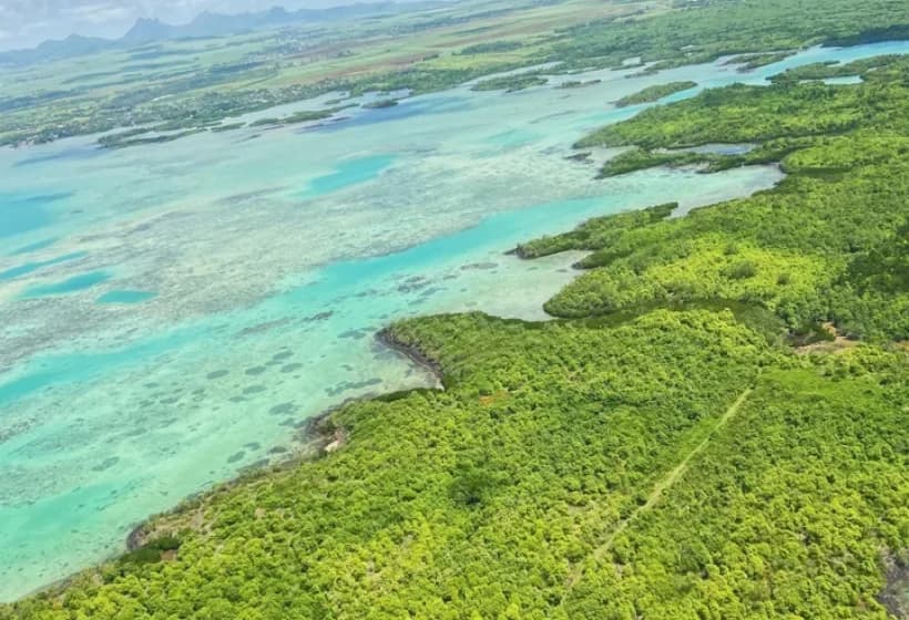 Veduta aerea della laguna nord-orientale e della sua costa verdeggiante