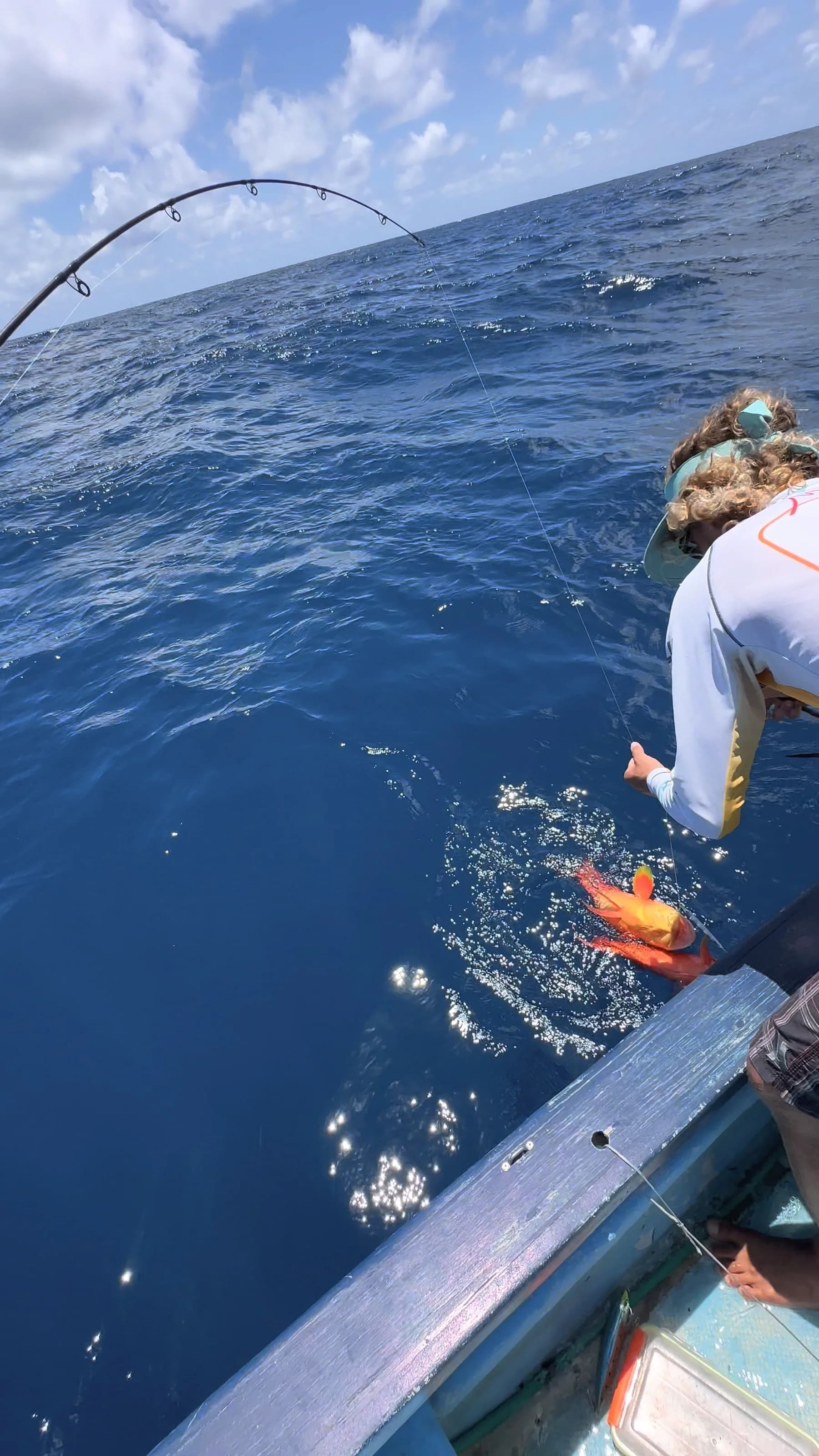 Un poisson ramené le long du bateau