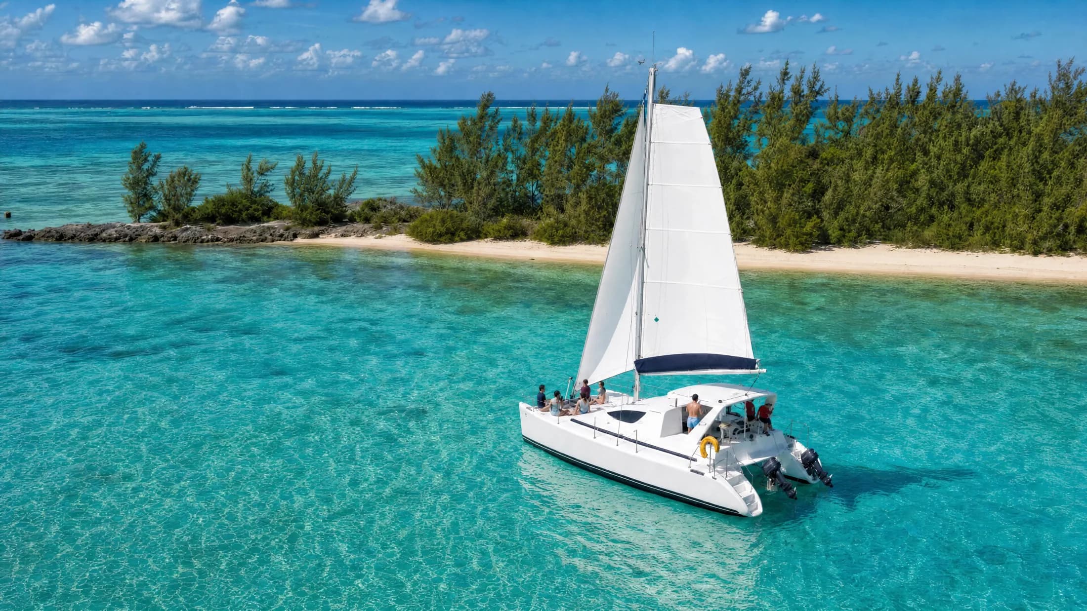 Catamaran to GRSE Waterfall and Ile aux Cerfs