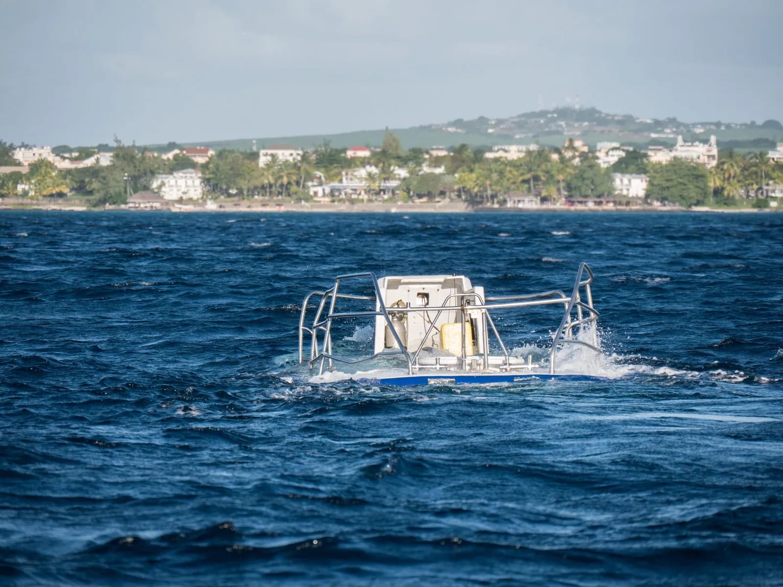 The transfer boat off the coast of Trou aux Biches
