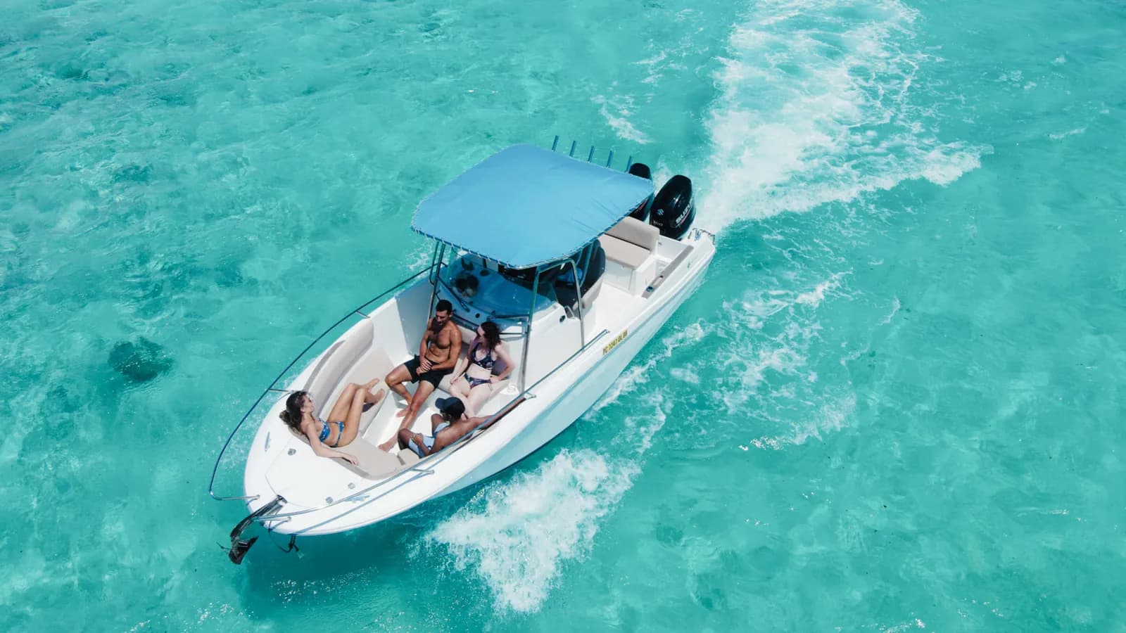 Blue Sensation viewed from above on clear water