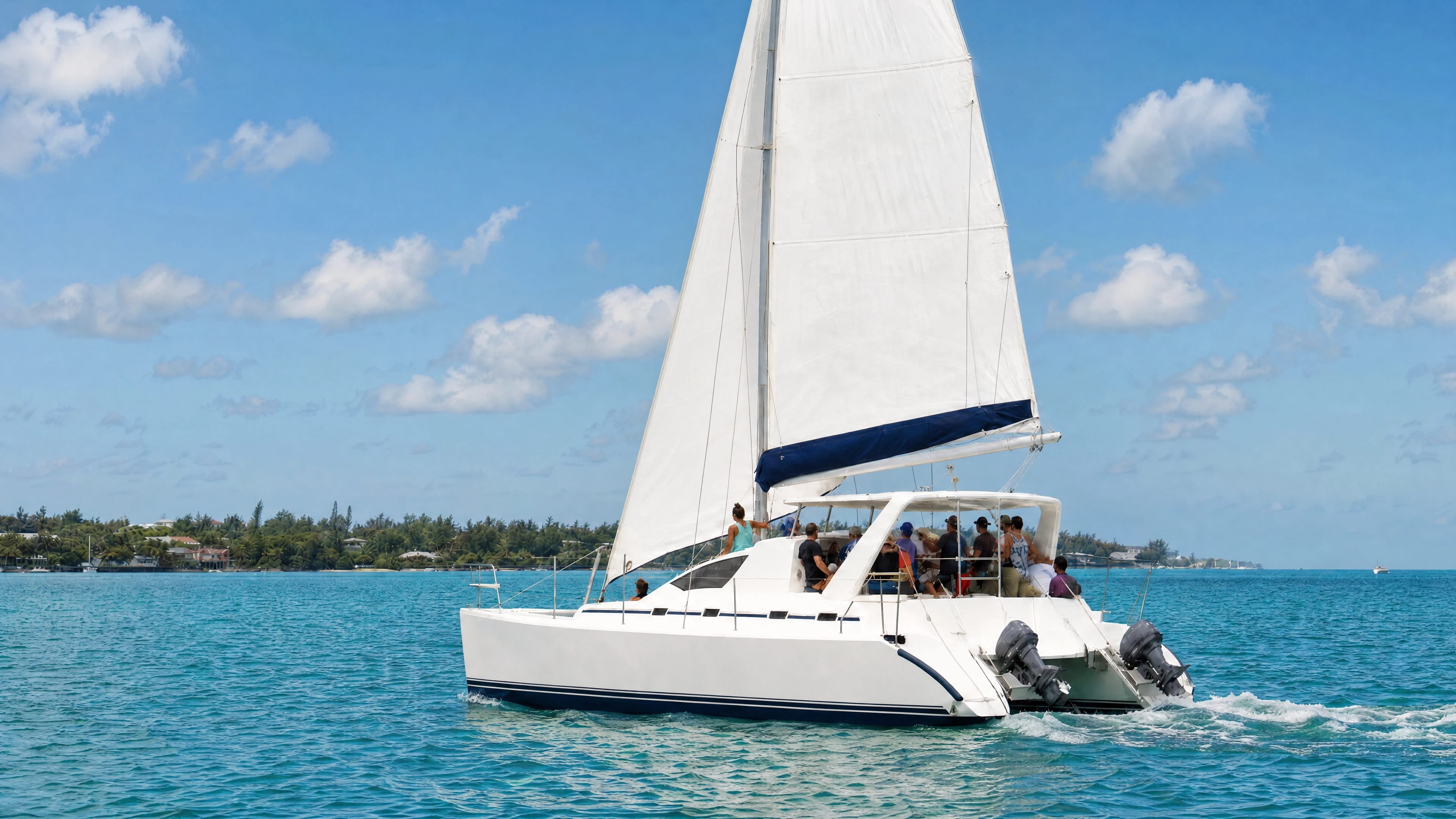 Representative shared Aquacity catamaran day from Trou d'Eau Douce