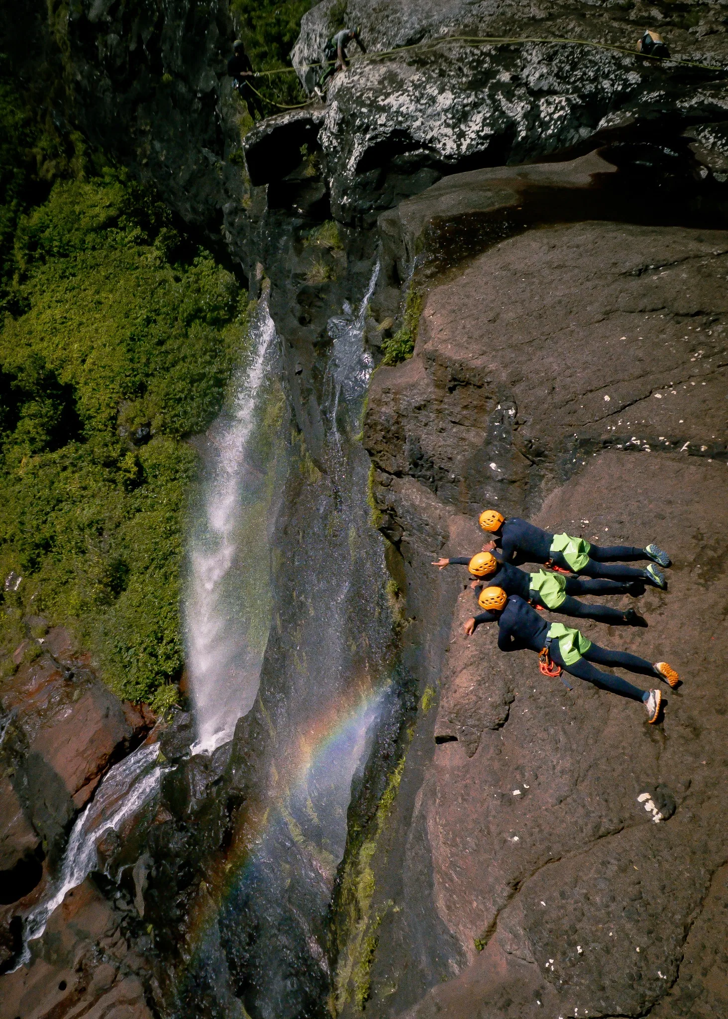 Paisaje de la garganta de Tamarind Falls donde se realiza barranquismo guiado en Mauricio