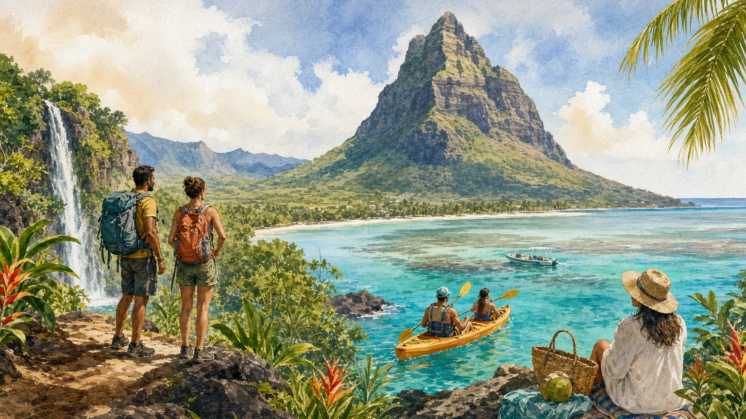 Nature-led Mauritius adventure itinerary with mountains and lagoon coast